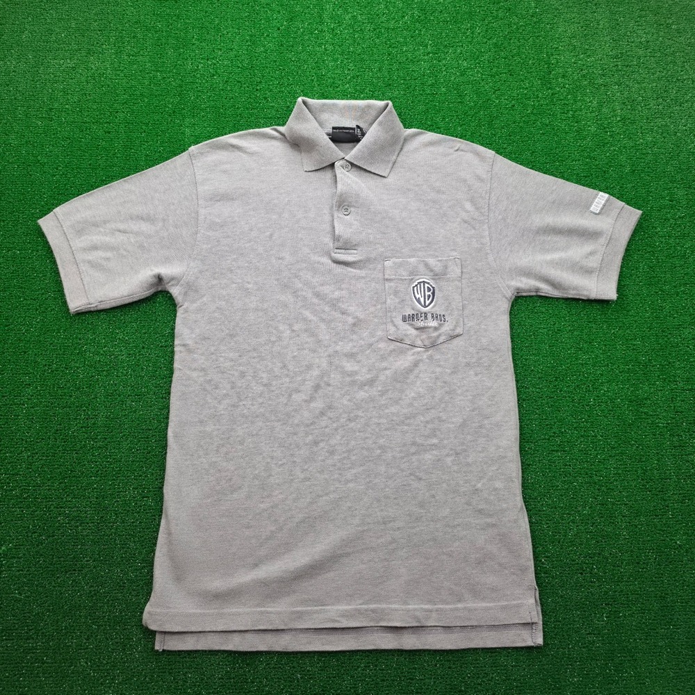 Vintage 1996‎ Warner Bros Studio Store Pique Polo Shirt Mens Small Gray